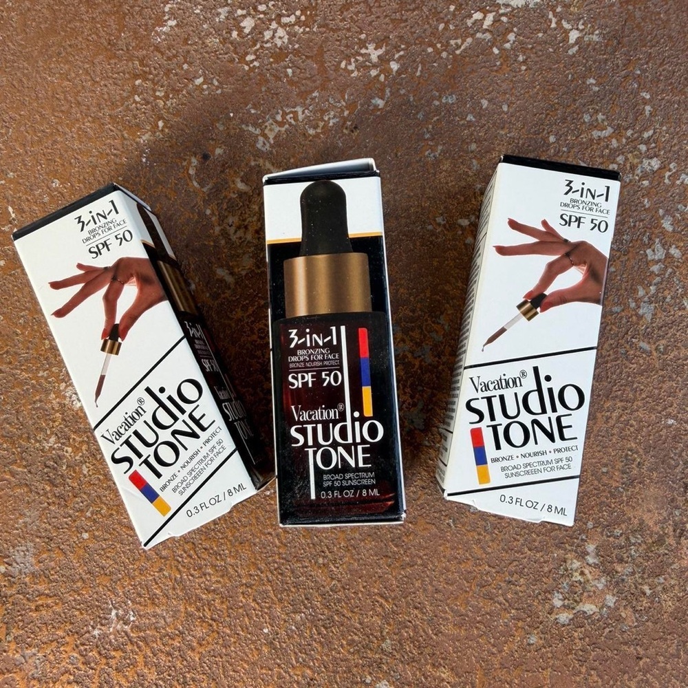 Studio Tone 3-in-1 Bronzing Drops for Face SPF 50/ 3 travel size bottle total